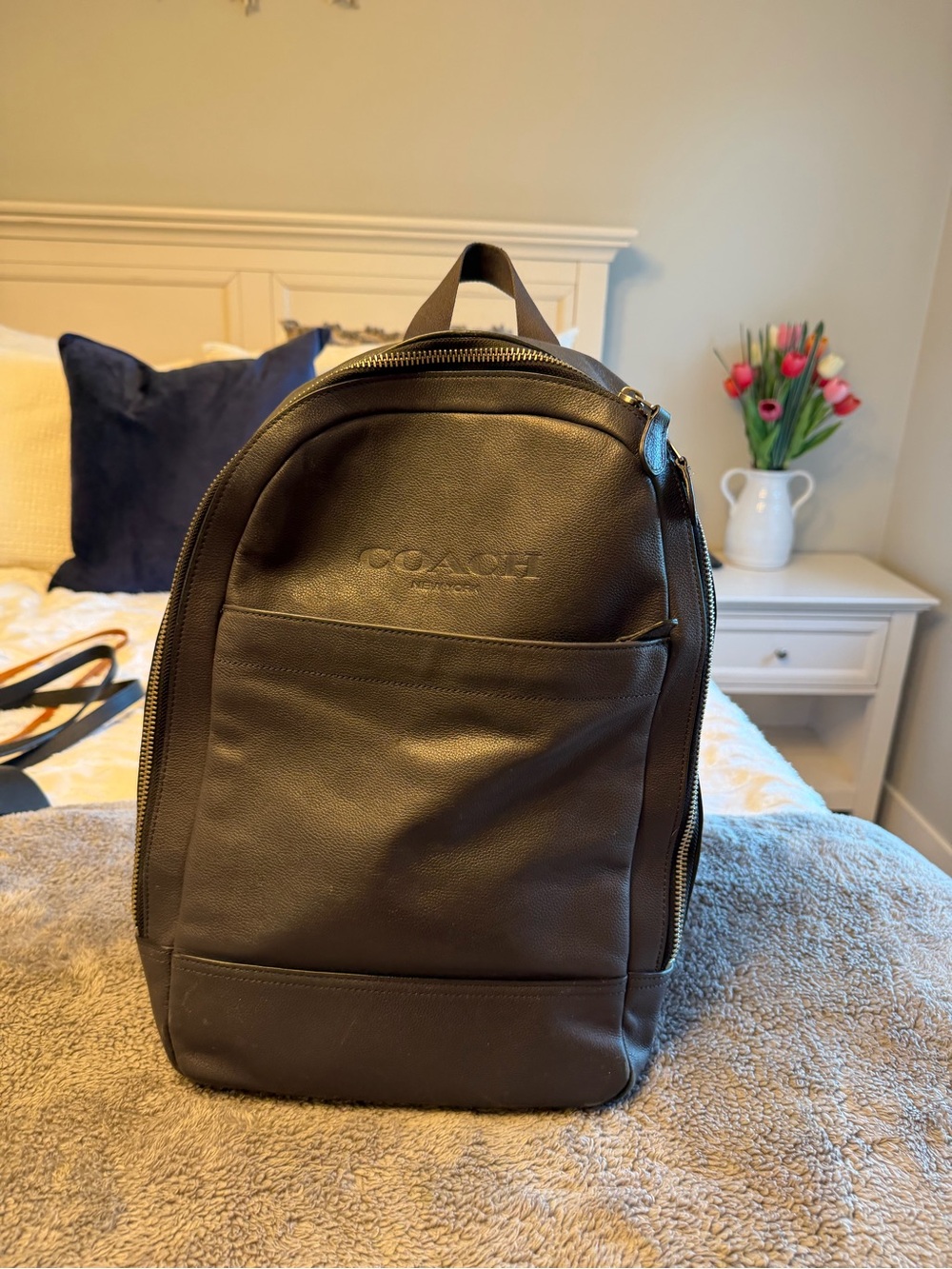 Coach Women's Blue Leather Backpack - Picture 1 of 8
